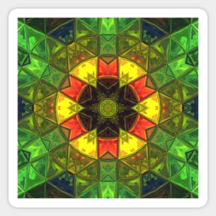 Mosaic Kaleidoscope Flower Green Yellow and Orange Sticker